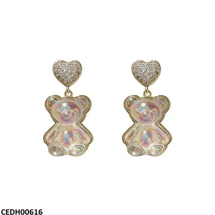 CEDH00616 SYB Heart Teddy Bear Drop Earrings - CEDH