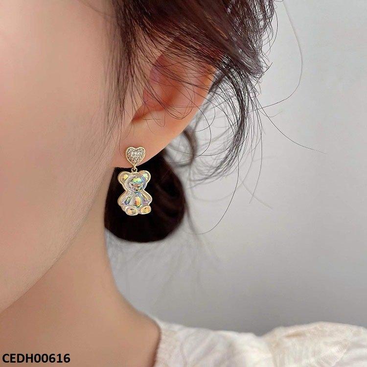 CEDH00616 SYB Heart Teddy Bear Drop Earrings - CEDH