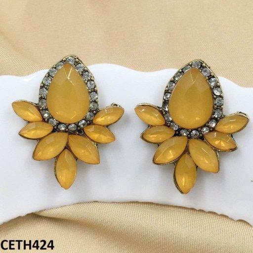 CETH424 LQP Step Pear Stud Tops Pair