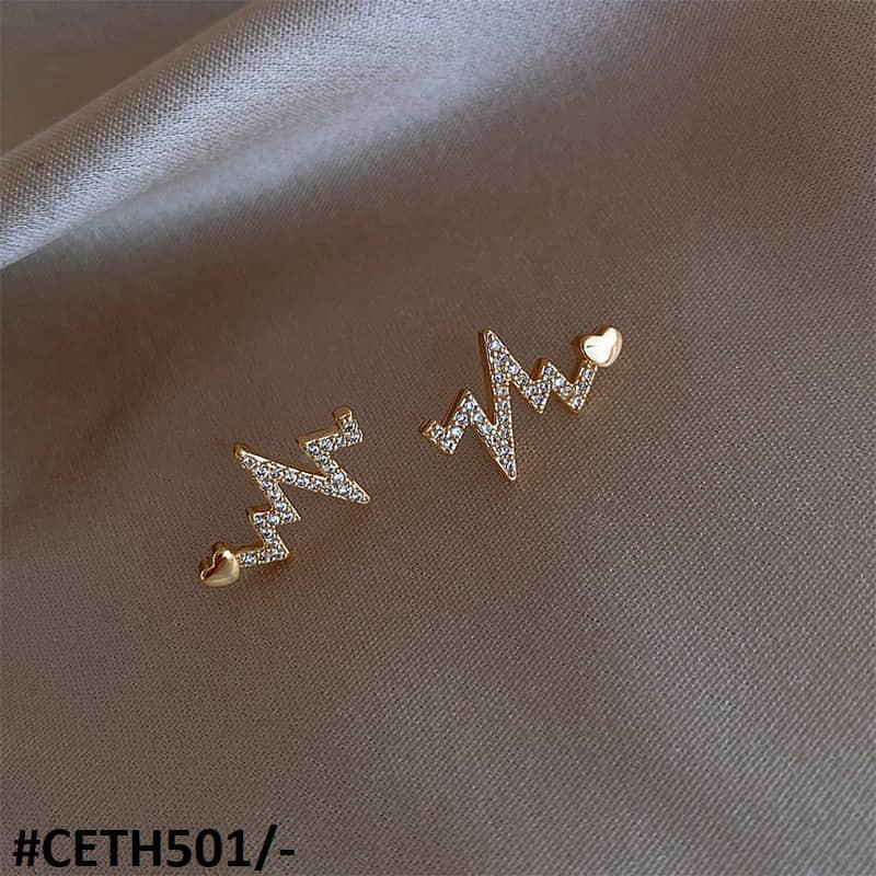 CETH501 SIQ Zigzag Heart Stud Tops Pair