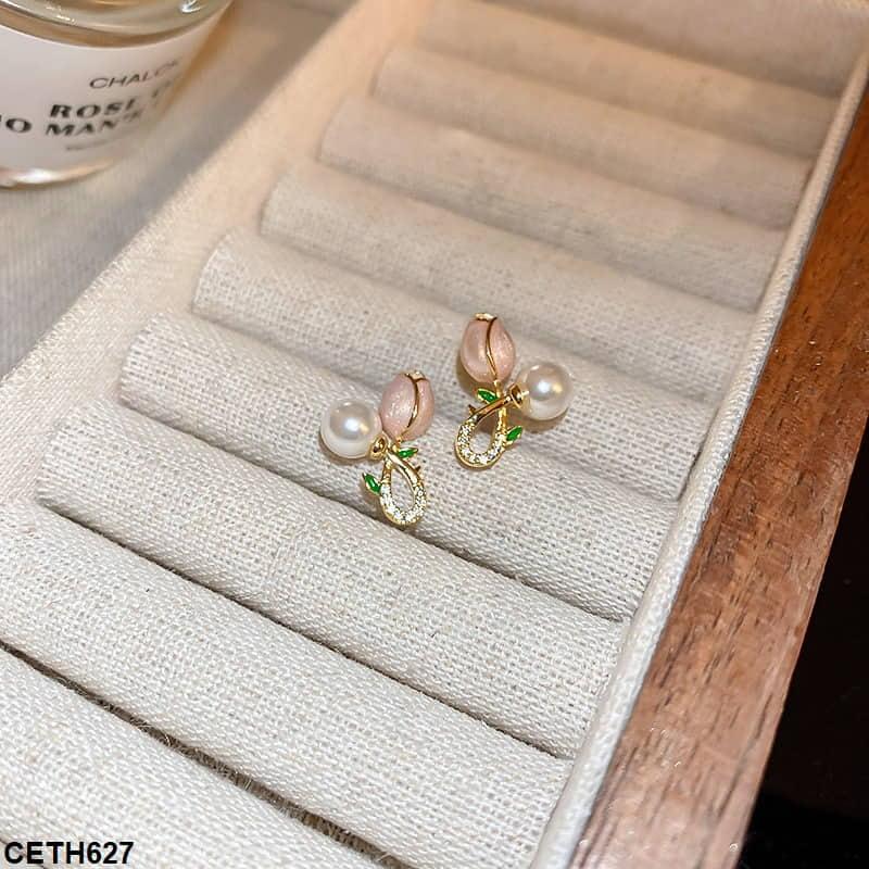 CETH627 LSH Rose Ear Tops Pair
