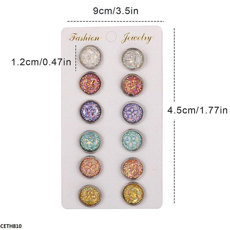 CETH810 JMN Round Stud Tops 6 Pair