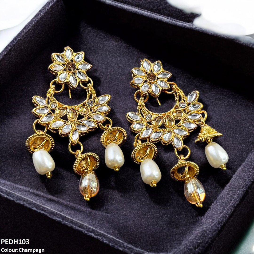 PEDH103 FRN Jhumki Pearl Drop Earrings