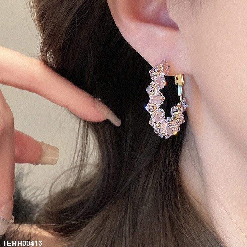 TEHH00413 HJF Square Stone Hoops Pair - TEHH