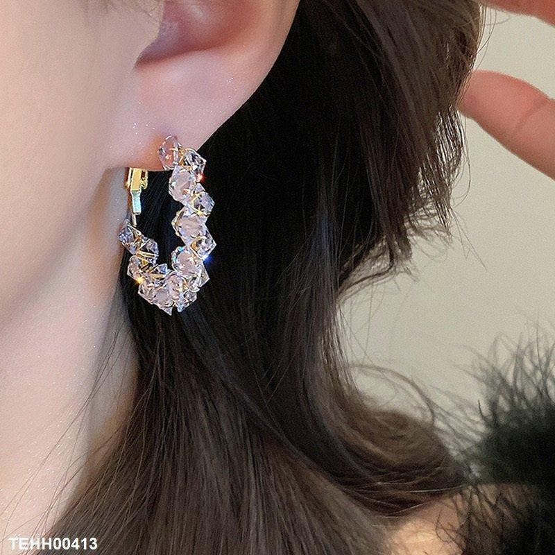 TEHH00413 HJF Square Stone Hoops Pair - TEHH