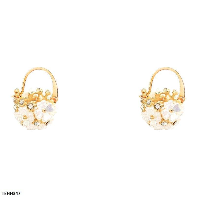 TEHH347 HJF Flower Ear Hoops Pair