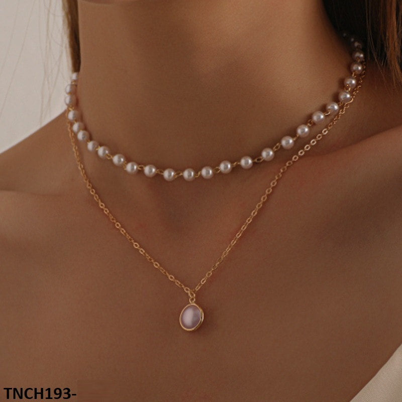 TNCH193 LQP Curb/Pearl Necklace