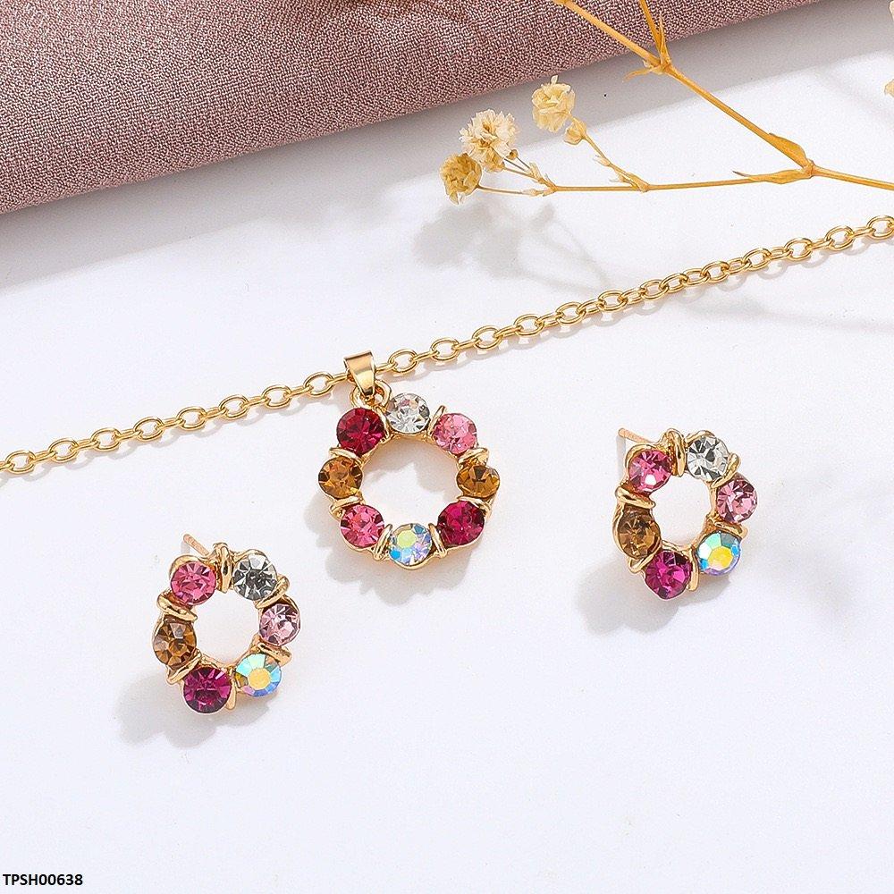 TPSH00638 QWN Circle Layered Round Pendent Set - TPSH