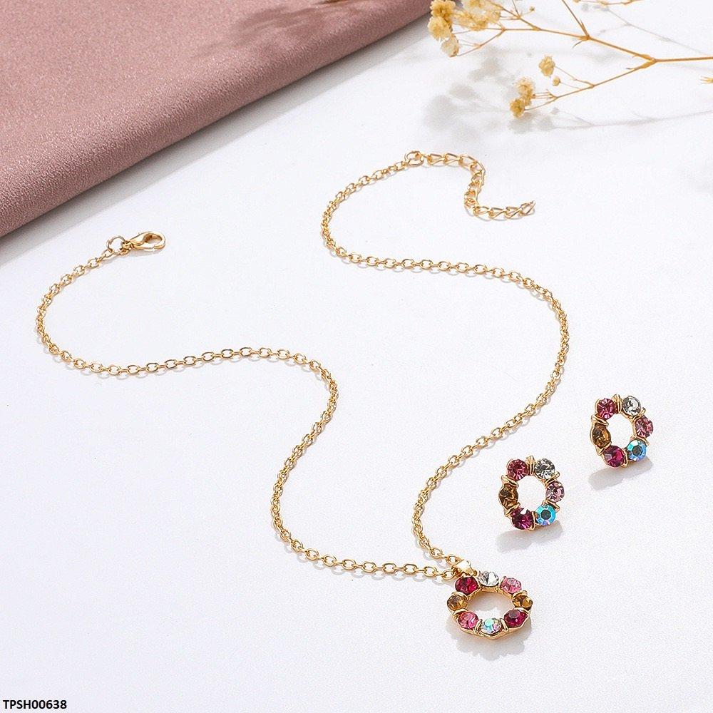 TPSH00638 QWN Circle Layered Round Pendent Set - TPSH