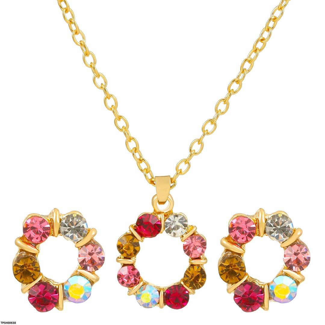 TPSH00638 QWN Circle Layered Round Pendent Set - TPSH