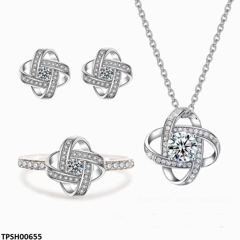 TPSH00655 JJF Studded Rose Pendant Set - TPSH