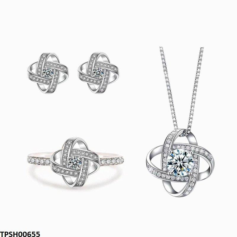 TPSH00655 JJF Studded Rose Pendant Set - TPSH