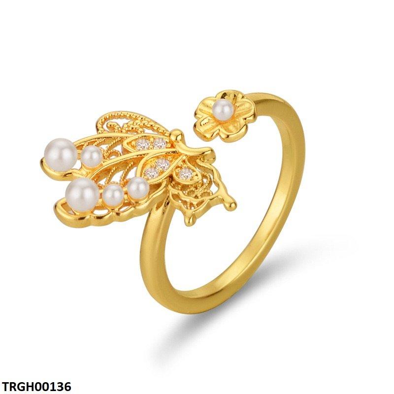 TRGH00136 ZFQ Butterfly Flower Ring Adjustable - TRGH