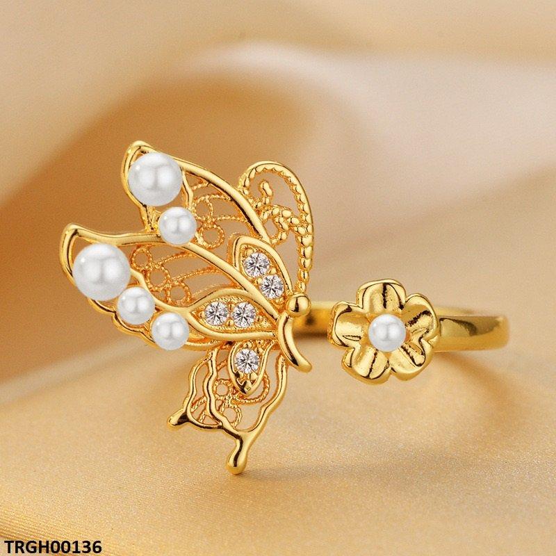 TRGH00136 ZFQ Butterfly Flower Ring Adjustable - TRGH