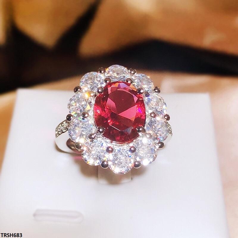 TRSH683 KYC Red Oval Stone Ring