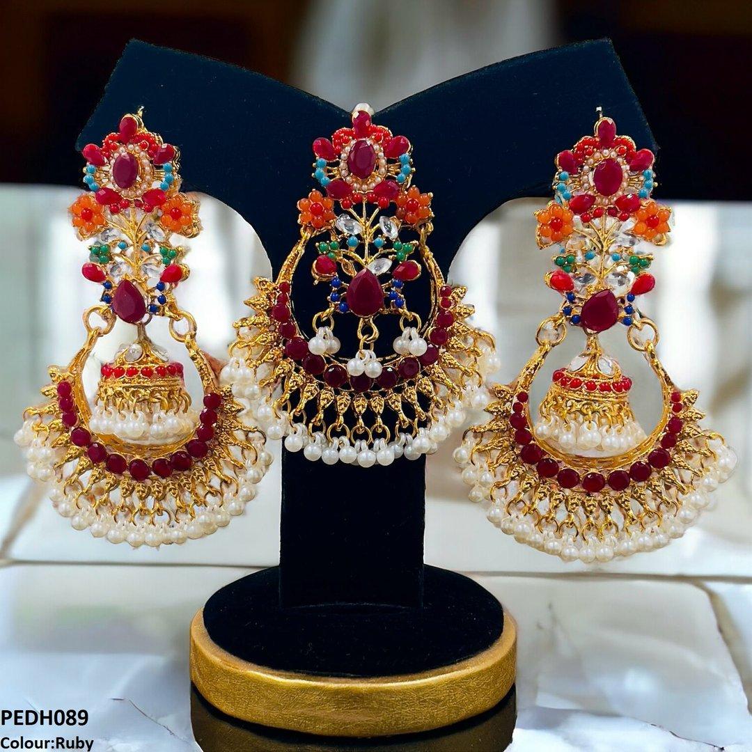 PEDH089 SDQ Flower Jhumki Drop Earrings