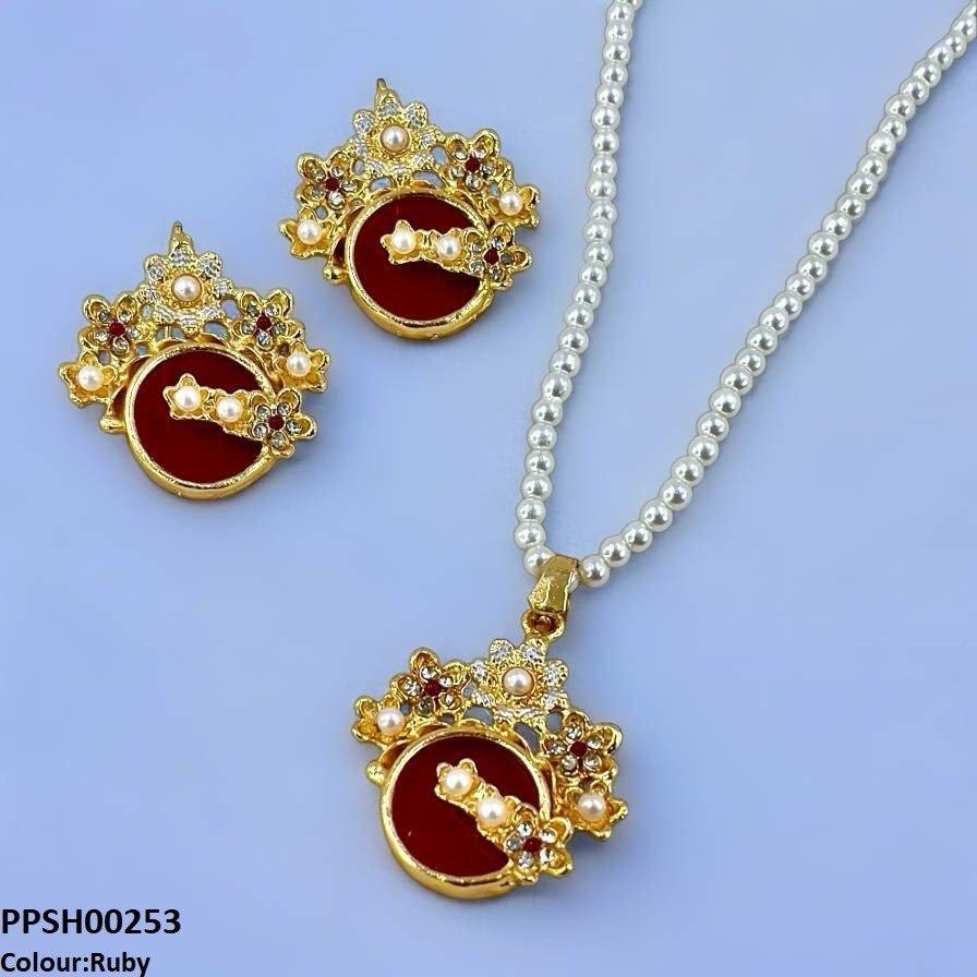PPSH00253 MZM Flower Round Pendant Set - PPSH