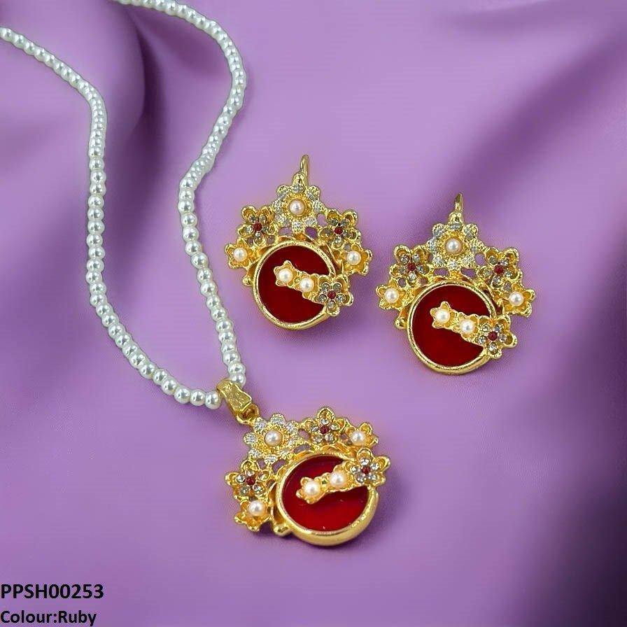 PPSH00253 MZM Flower Round Pendant Set - PPSH