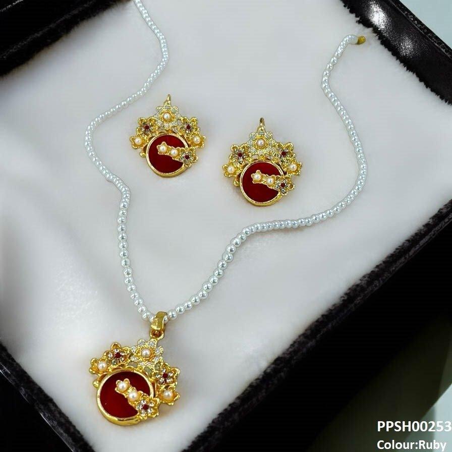 PPSH00253 MZM Flower Round Pendant Set - PPSH