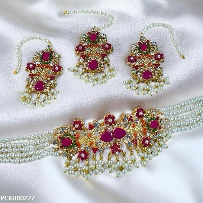 PCKH00227 SDQ Flower Chokar set - PCKH