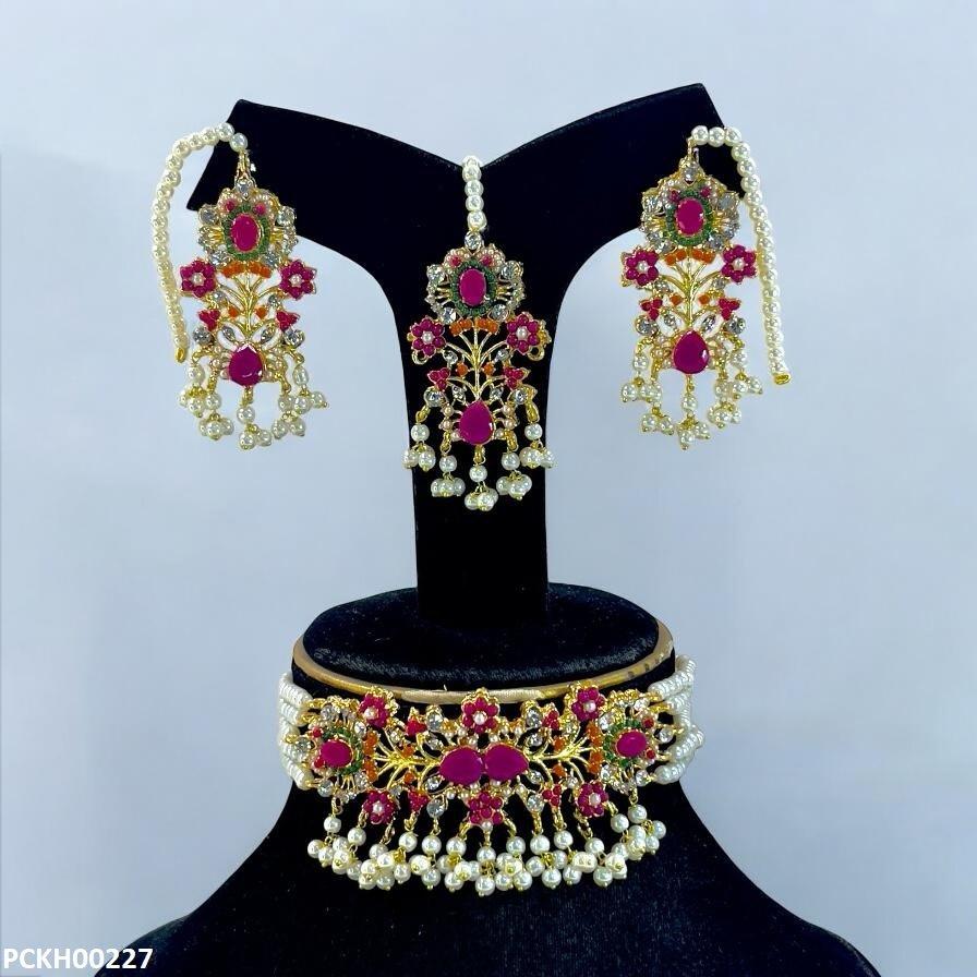 PCKH00227 SDQ Flower Chokar set - PCKH