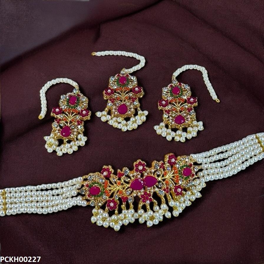 PCKH00227 SDQ Flower Chokar set - PCKH