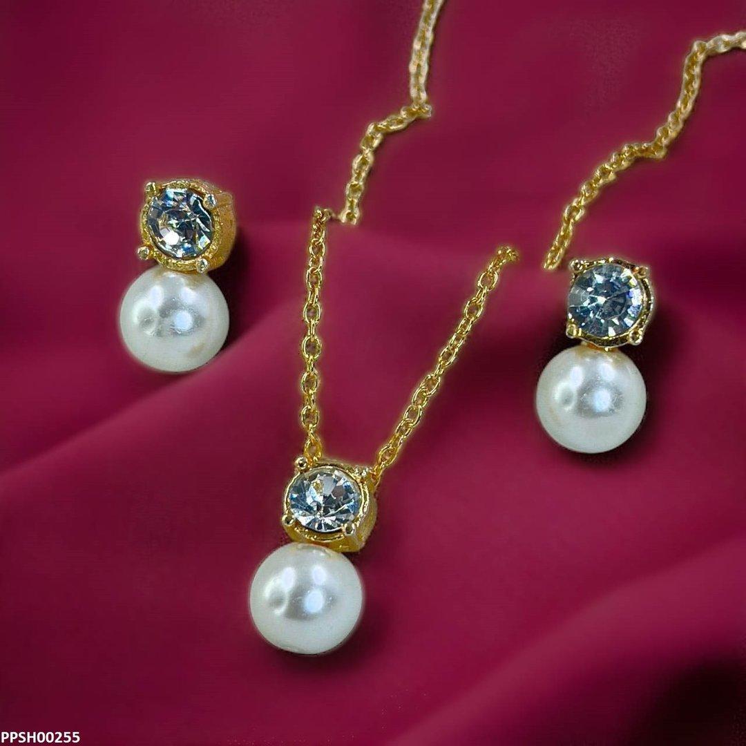 PPSH00255 SDQ Round Pearl Drop Pedant Set - PPSH