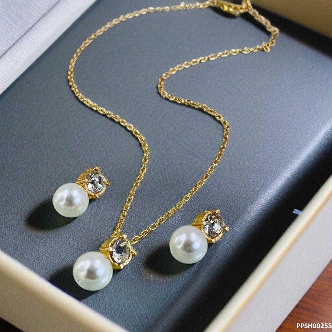 PPSH00255 SDQ Round Pearl Drop Pedant Set - PPSH