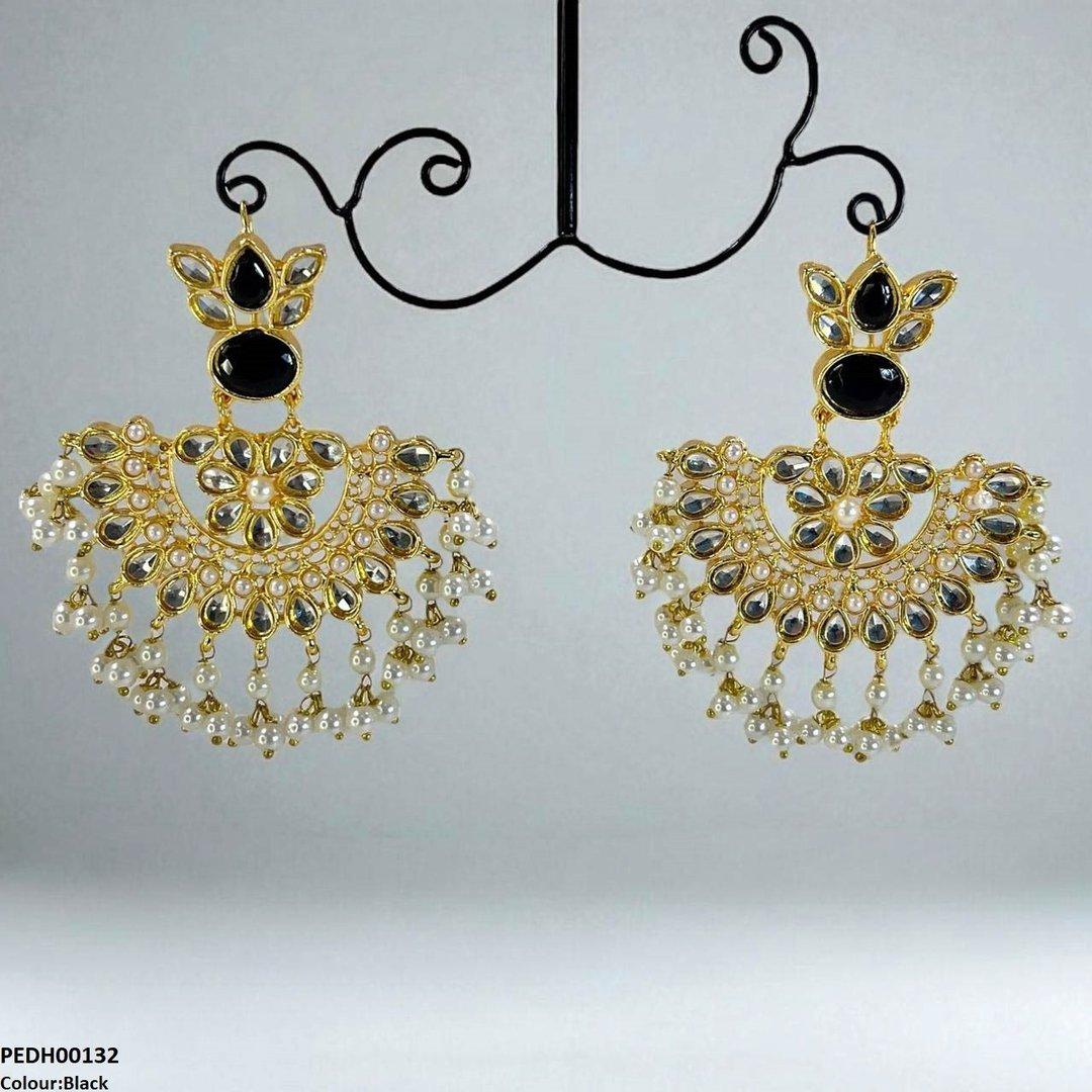 PEDH00132 MZM Oval/Tear Pearl Drop Earrings - PEDH
