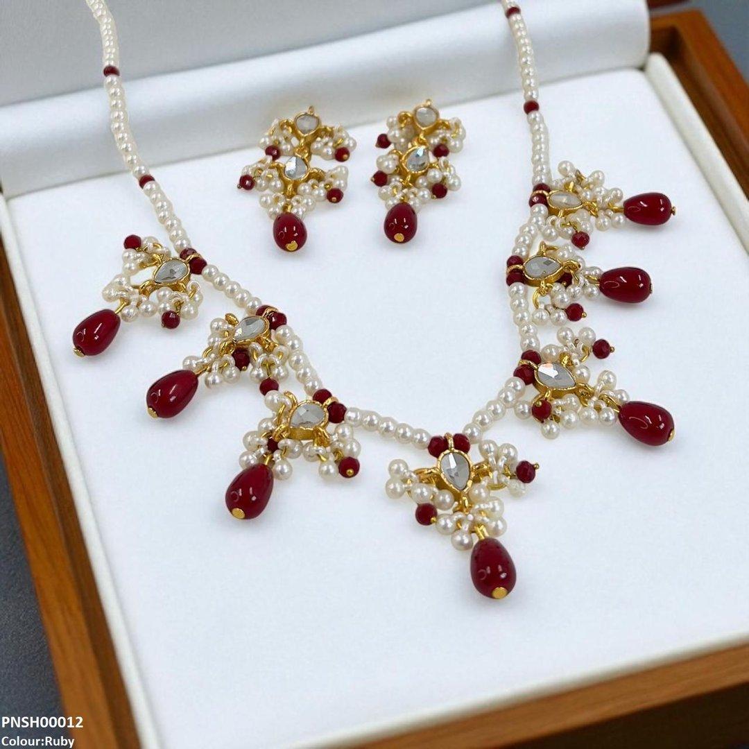 PNSH00012 SDQ Pearl Drop Necklace Set - PNSH