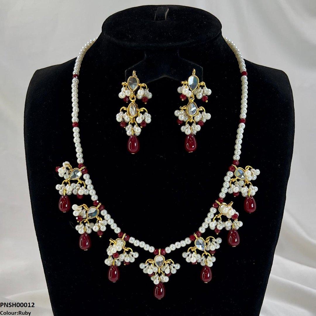 PNSH00012 SDQ Pearl Drop Necklace Set - PNSH
