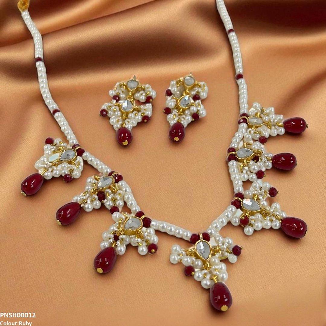 PNSH00012 SDQ Pearl Drop Necklace Set - PNSH