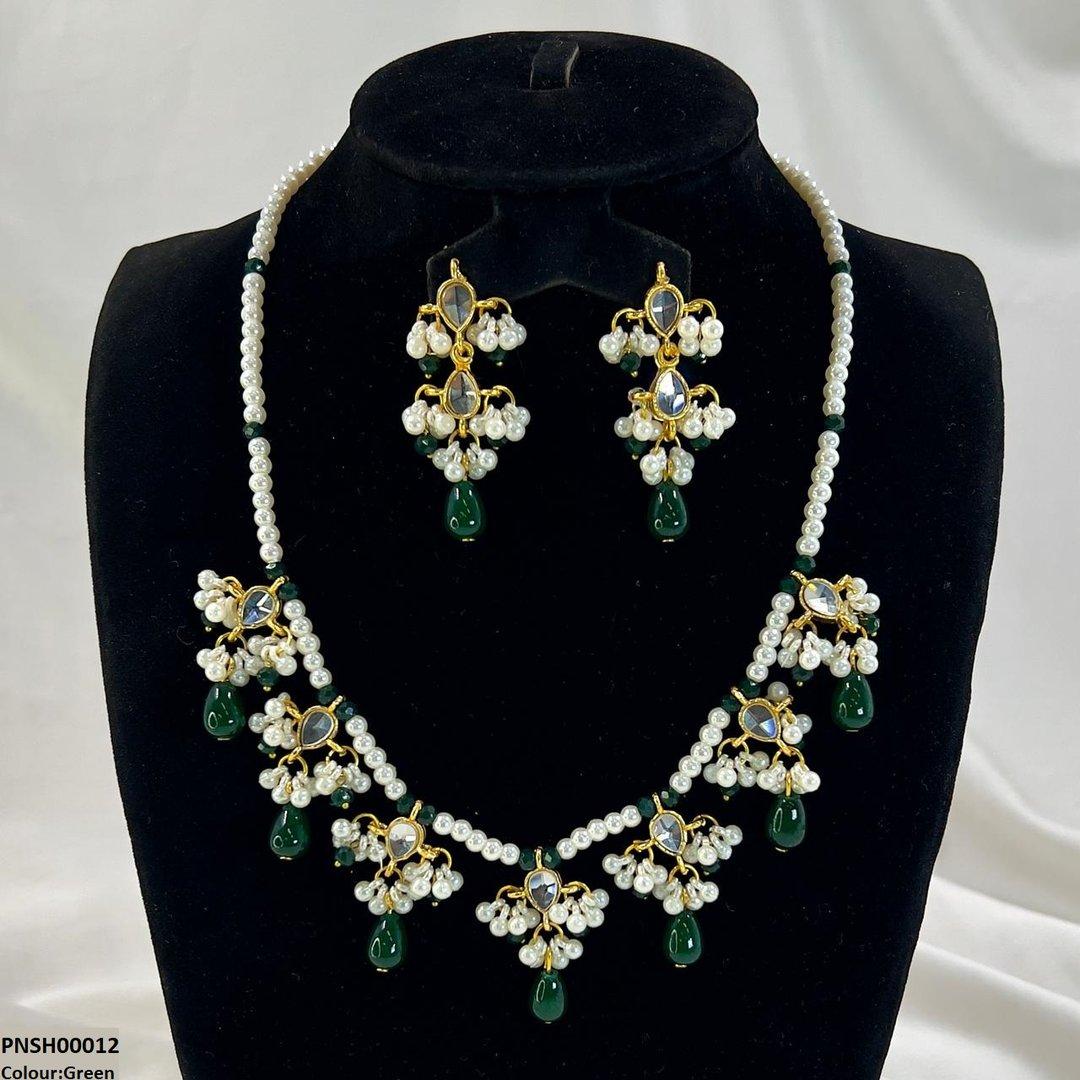 PNSH00012 SDQ Pearl Drop Necklace Set - PNSH