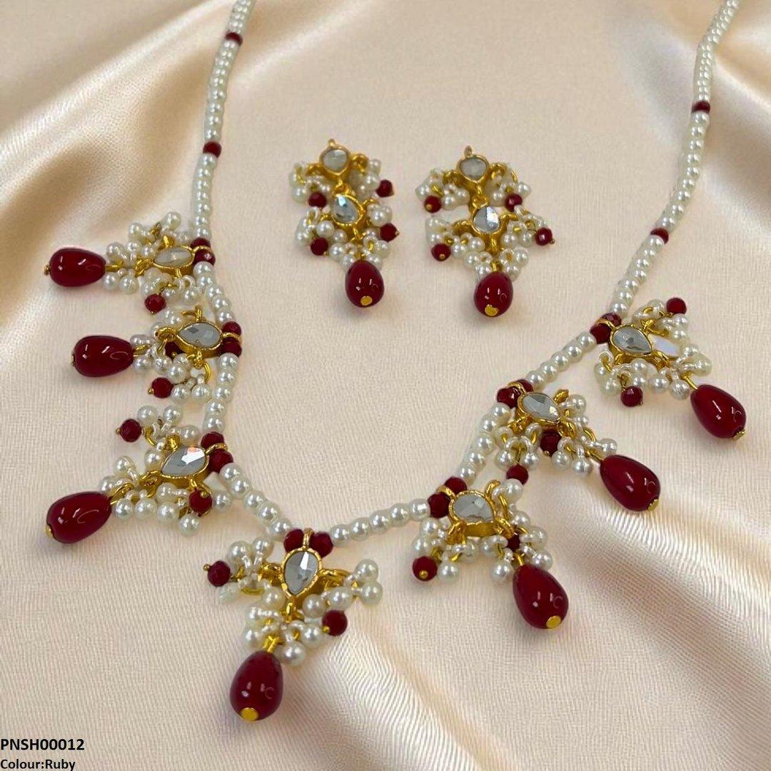 PNSH00012 SDQ Pearl Drop Necklace Set - PNSH