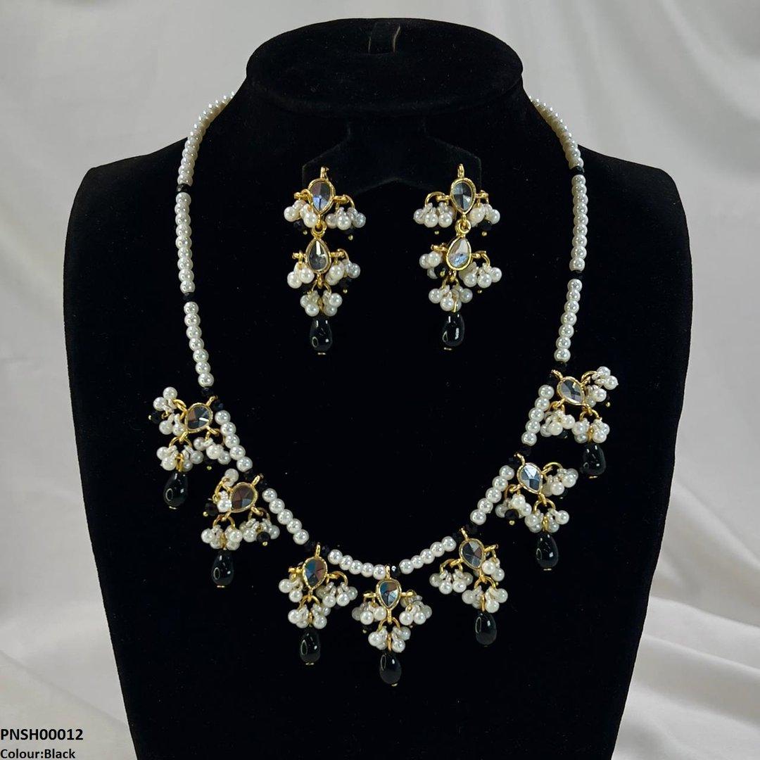 PNSH00012 SDQ Pearl Drop Necklace Set - PNSH