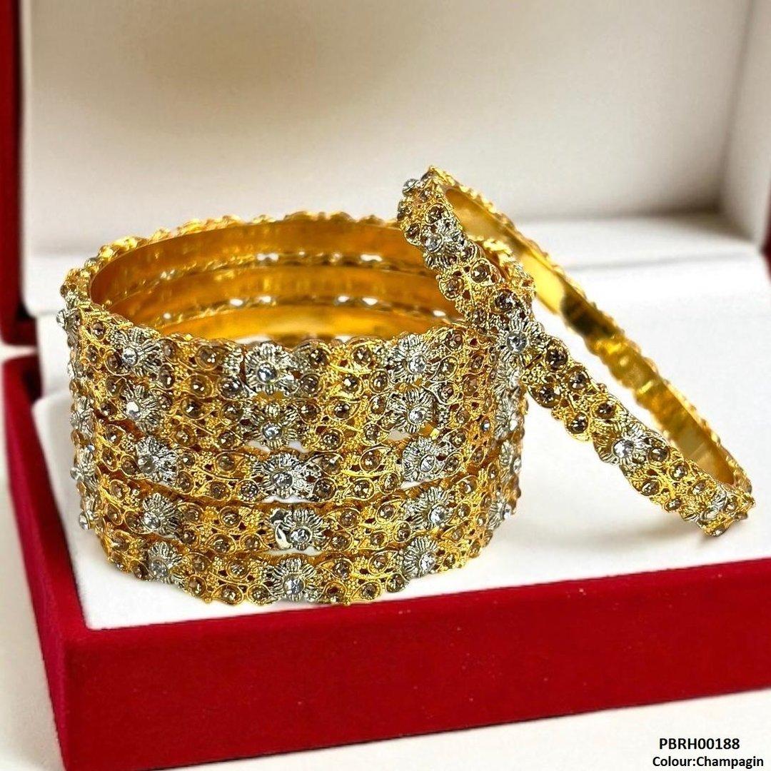 PBRH00188 SDQ Flower/Drum Bangles 6 Pcs Set - PBRH