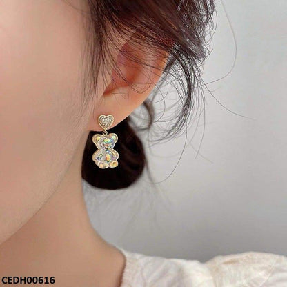 CEDH00616 SYB Heart Teddy Bear  Drop Earrings - CEDH