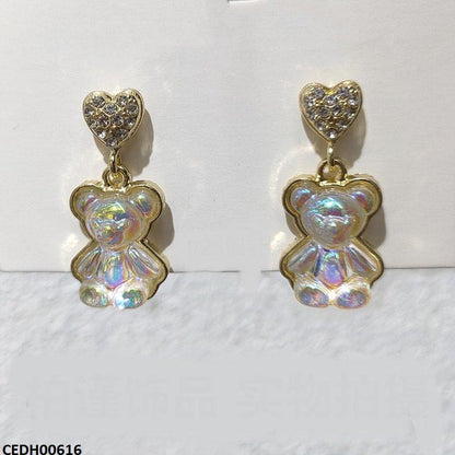 CEDH00616 SYB Heart Teddy Bear  Drop Earrings - CEDH