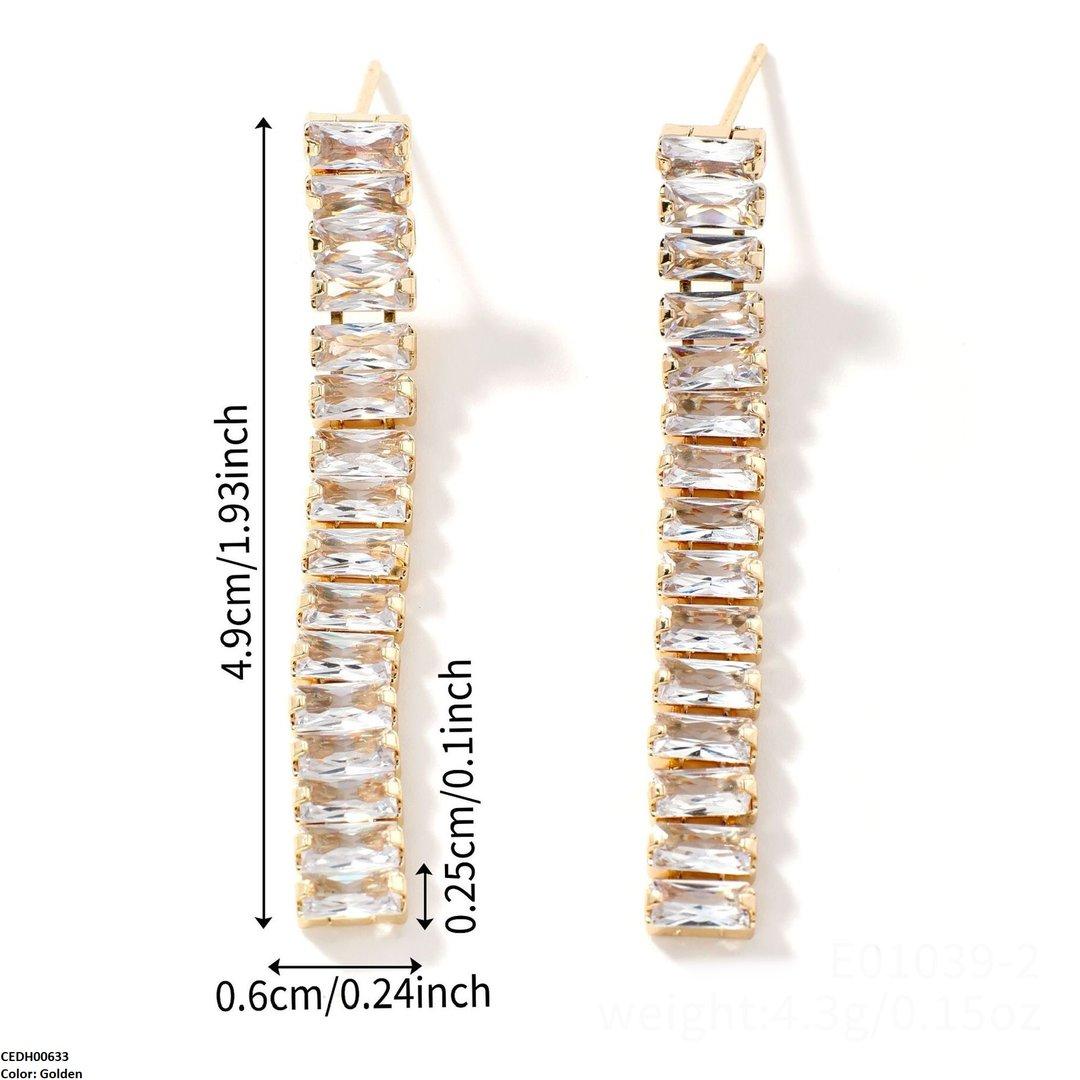 CEDH00633 WKO Baguette  Drop Earrings - CEDH