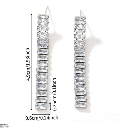 CEDH00633 WKO Baguette  Drop Earrings - CEDH