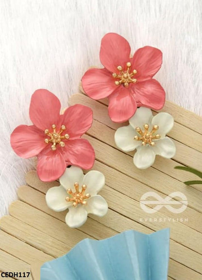 CEDH117 JMN Double Painted Flower Earrings Pair