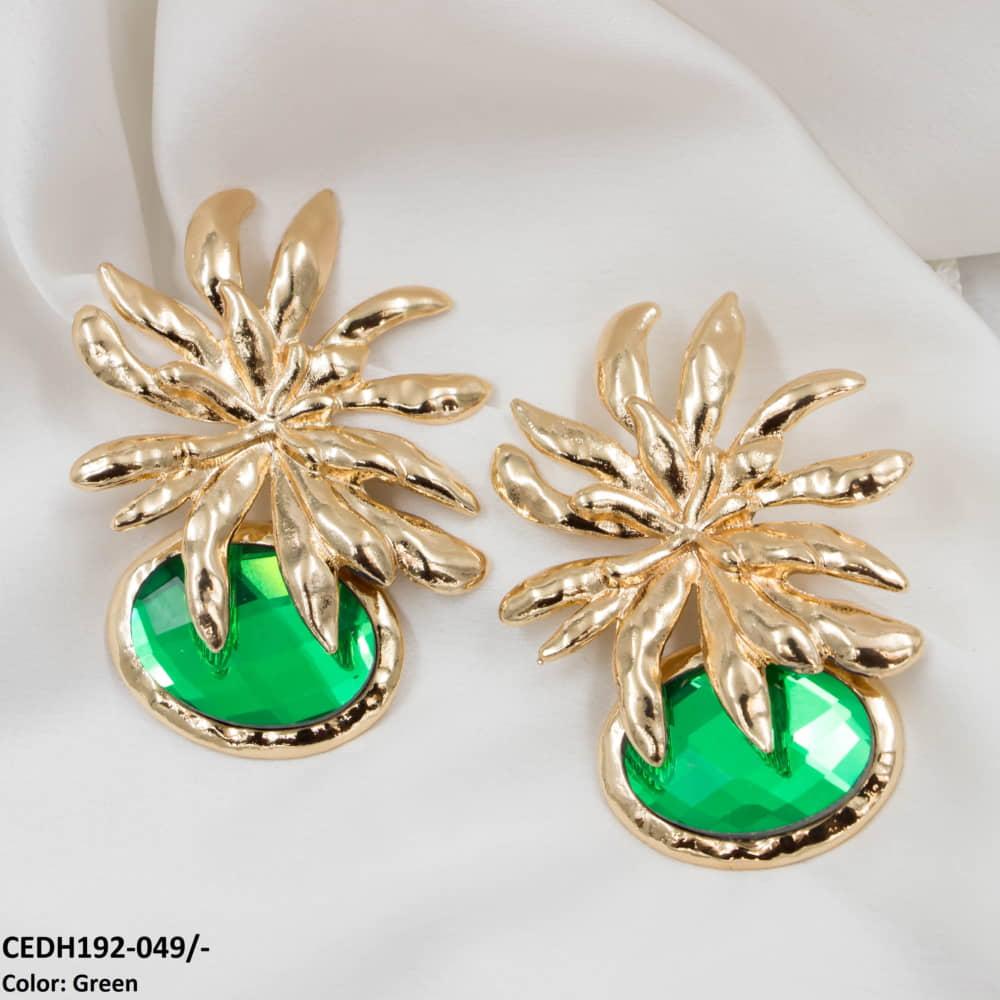 CEDH192 LYB Flower Oval Drops Earrings Pair