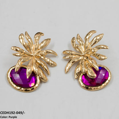 CEDH192 LYB Flower Oval Drops Earrings Pair