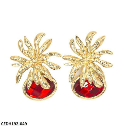 CEDH192 LYB Flower Oval Drops Earrings Pair