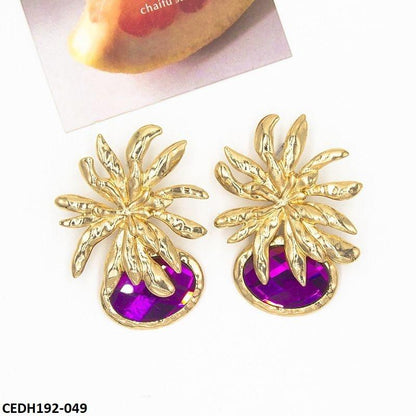 CEDH192 LYB Flower Oval Drops Earrings Pair