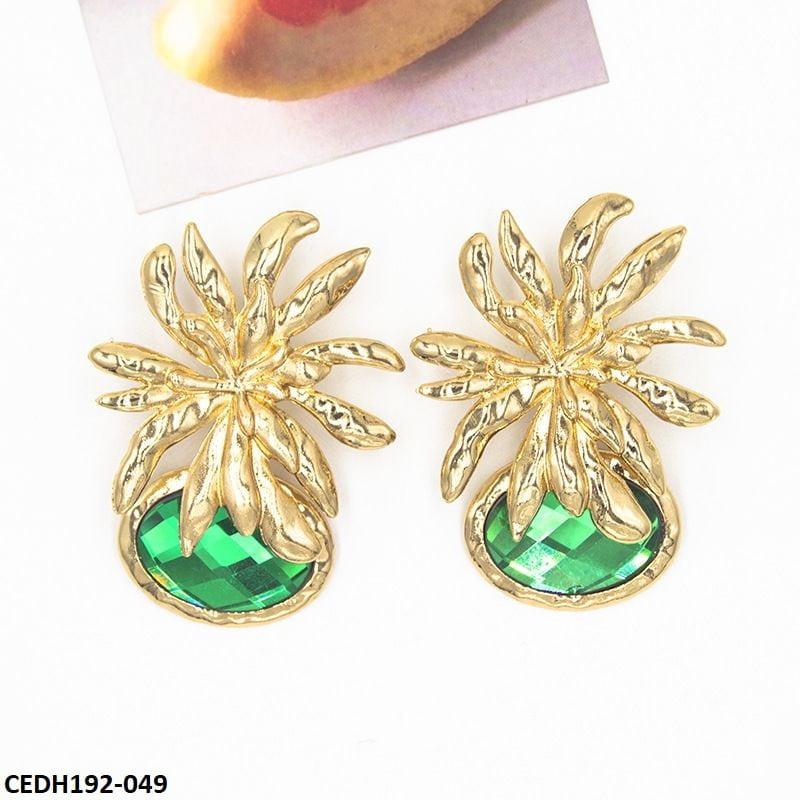 CEDH192 LYB Flower Oval Drops Earrings Pair