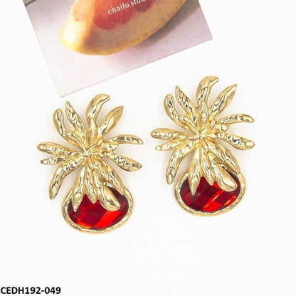 CEDH192 LYB Flower Oval Drops Earrings Pair