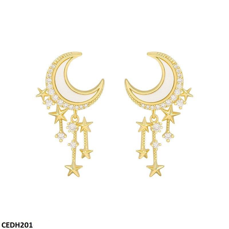 CEDH201 SIQ Moon Stars Drop Earrings Pair