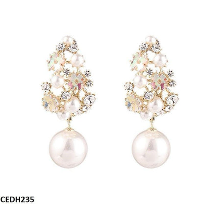 CEDH235 YHC Flower Tree Pear Drop Earrings Pair