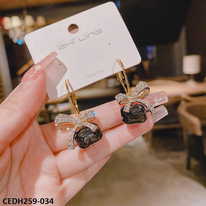 CEDH259 ZHL Dazy Bow shape Drop Earrings Pair